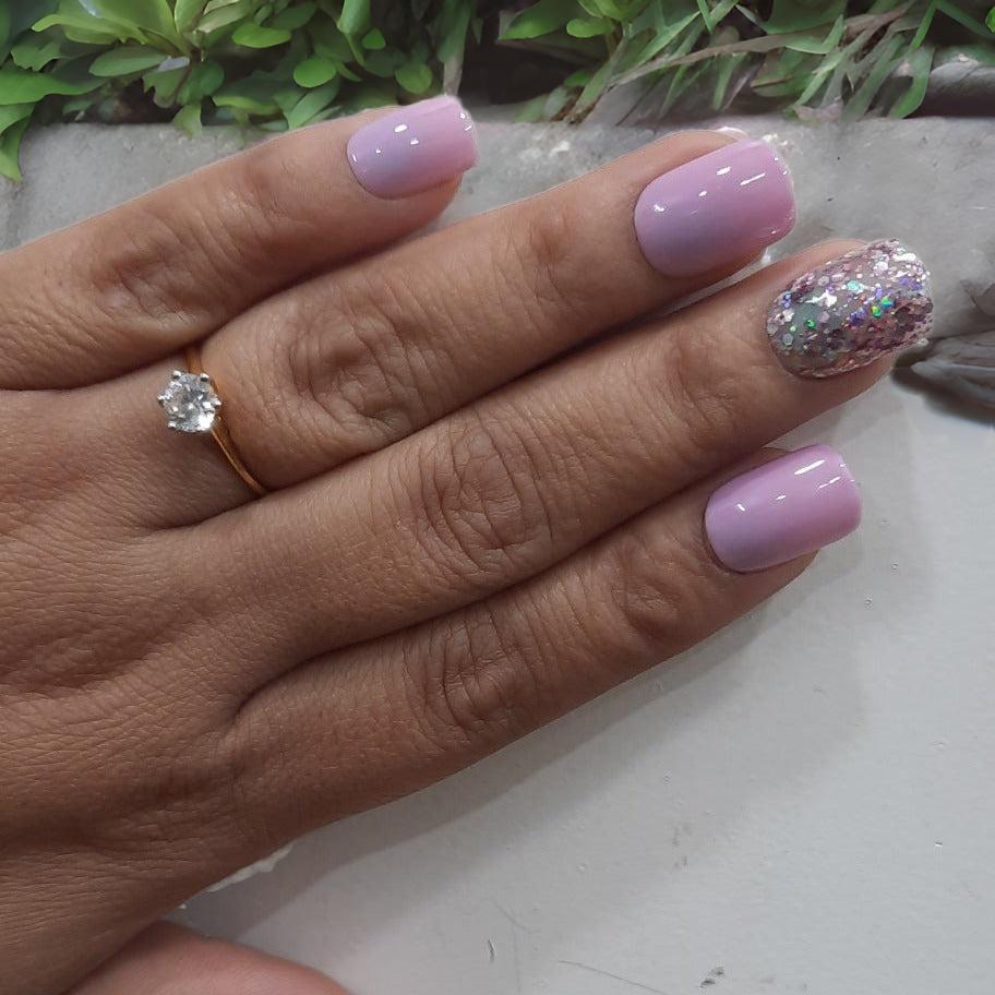 Glitter Glossy Short Press On Nails #250