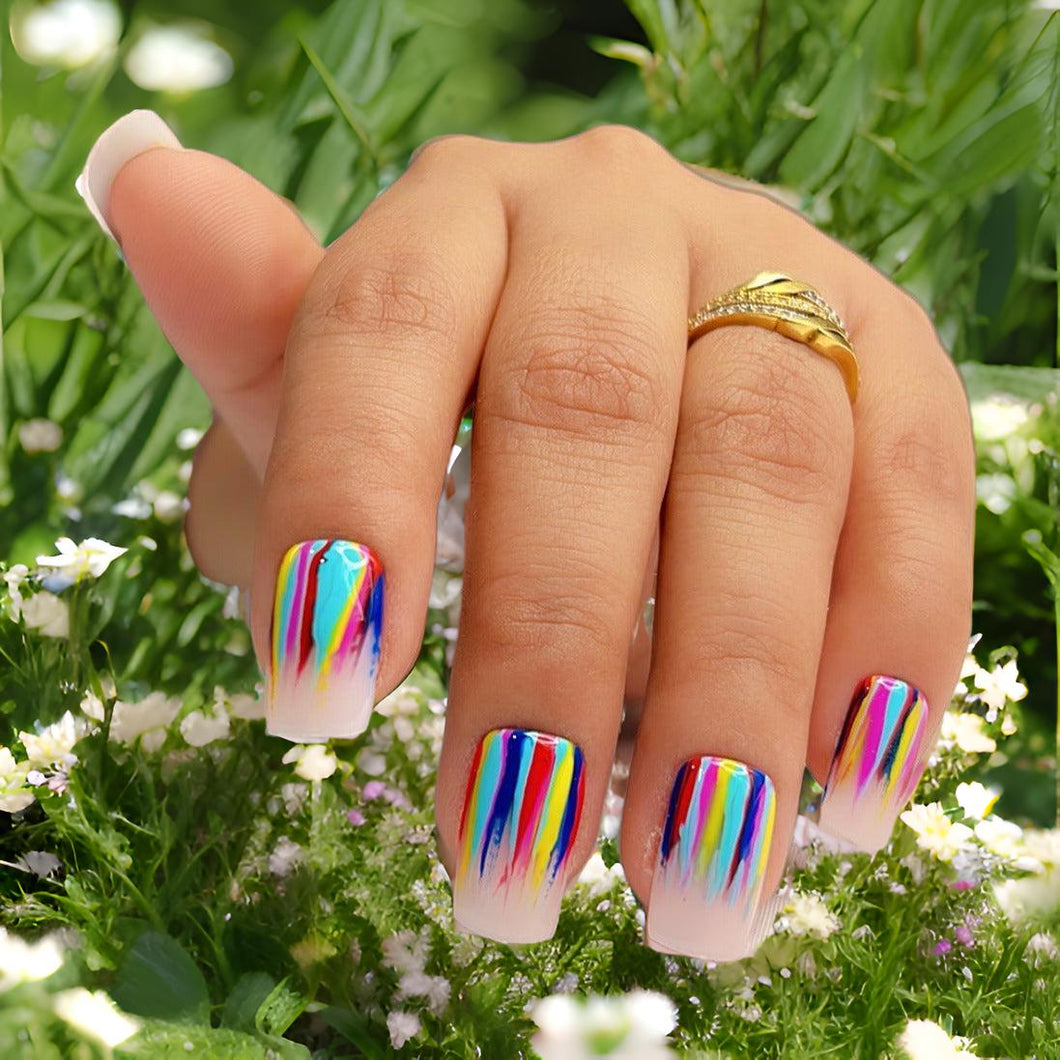 Multi Glossy Medium Press On Nails #678