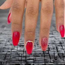 Load image into Gallery viewer, Bridal Red Diamond Glitter Glossy Medium Press On Nails #248
