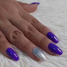 Load image into Gallery viewer, Purple Glitter Glossy Medium Press On Nails #27
