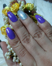 Load image into Gallery viewer, Purple Glitter Glossy Medium Press On Nails #27
