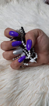 Load image into Gallery viewer, Purple Glitter Glossy Medium Press On Nails #27
