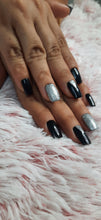 Load image into Gallery viewer, Black Glitter Glossy Medium Press On Nails #53
