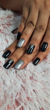 Load image into Gallery viewer, Black Glitter Glossy Medium Press On Nails #53
