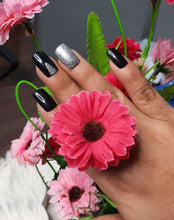 Load image into Gallery viewer, Black Glitter Glossy Medium Press On Nails #53
