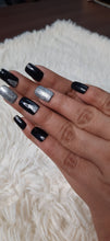 Load image into Gallery viewer, Black Glitter Glossy Medium Press On Nails #53
