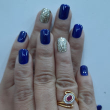 Load image into Gallery viewer, Blue Glitter Glossy Short Press On Nails #261
