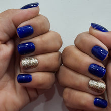 Load image into Gallery viewer, Blue Glitter Glossy Short Press On Nails #261
