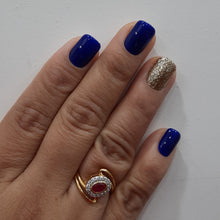 Load image into Gallery viewer, Blue Glitter Glossy Short Press On Nails #261
