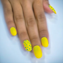 Load image into Gallery viewer, Yellow Glossy Matte Medium Press On Nails #365
