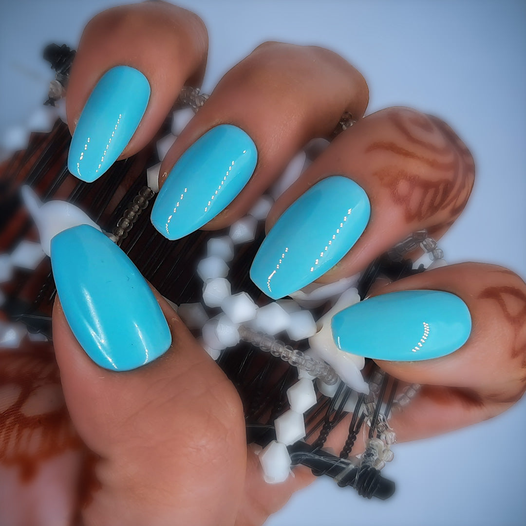 Sky Blue White Glitter Nail Polish - O2 Nails India