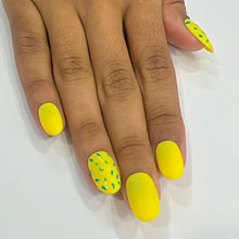 Load image into Gallery viewer, Yellow Glossy Matte Medium Press On Nails #365
