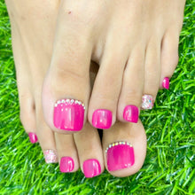 Load image into Gallery viewer, Toe Glossy Glitter Diamond Press On Nails #404
