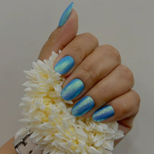 Load image into Gallery viewer, Blue Metallic Chrome Medium Press On Nails #278
