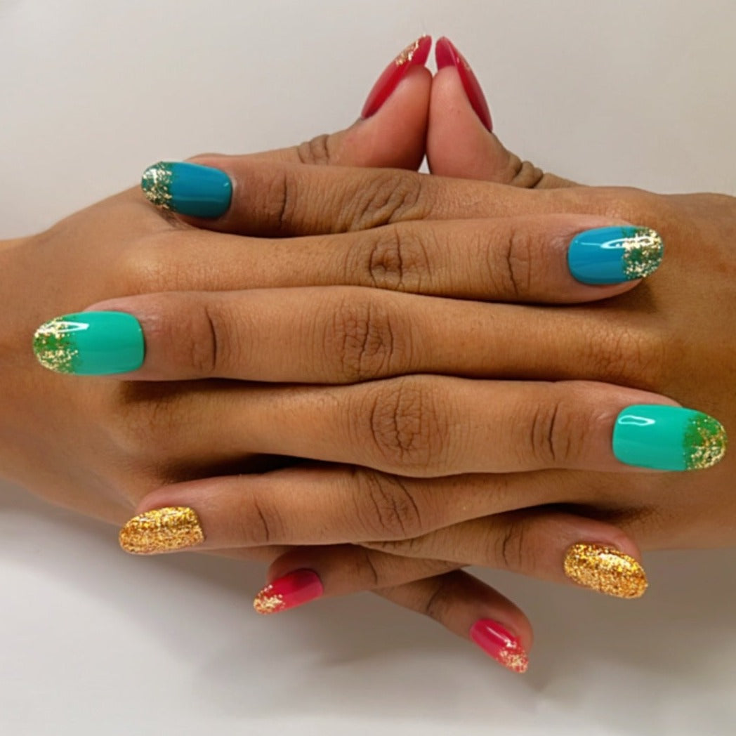 Glitter Glossy Medium Press On Nails #591